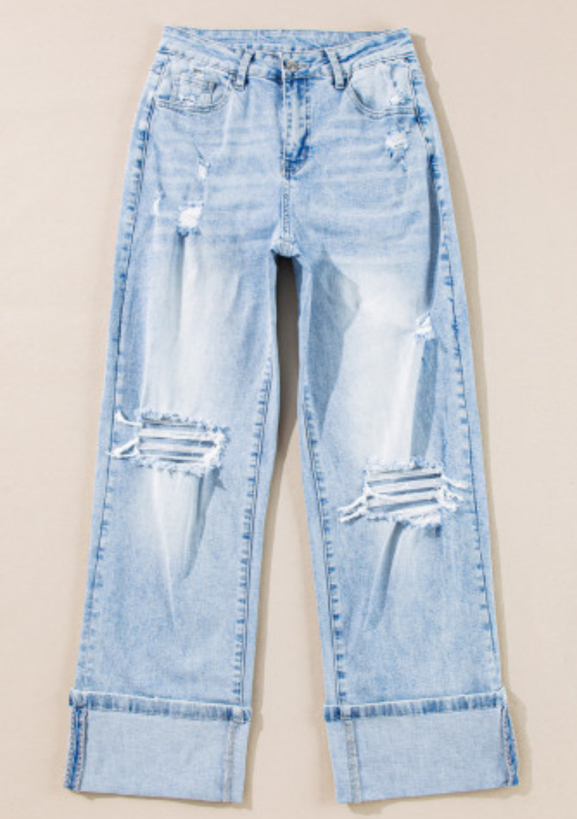 Distressed Cuffed Jeans